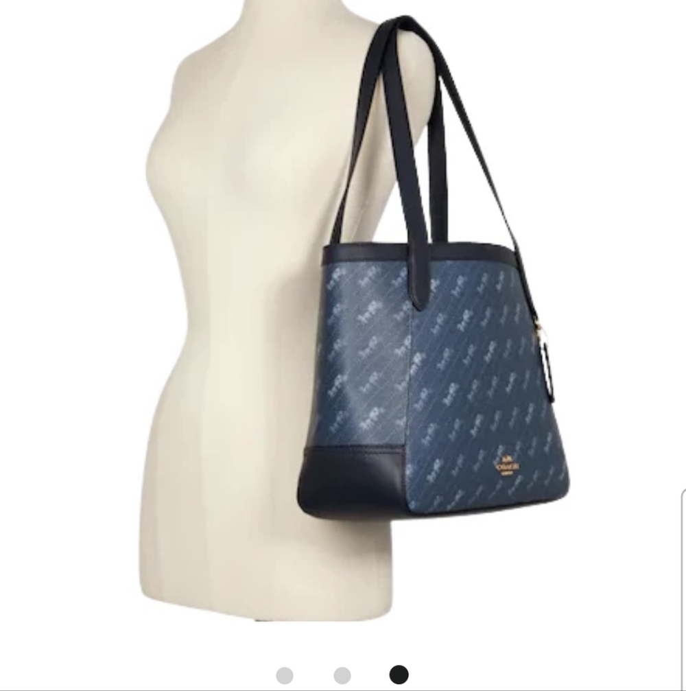 Coach Navy Blue Monogram Tote - Picture 15 of 16